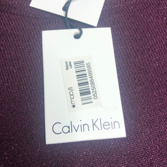 New Calvin Klein Sparkly Bell Sleeve Purple Long Sleeve Thin Sweater Size Medium - Picture 6 of 10